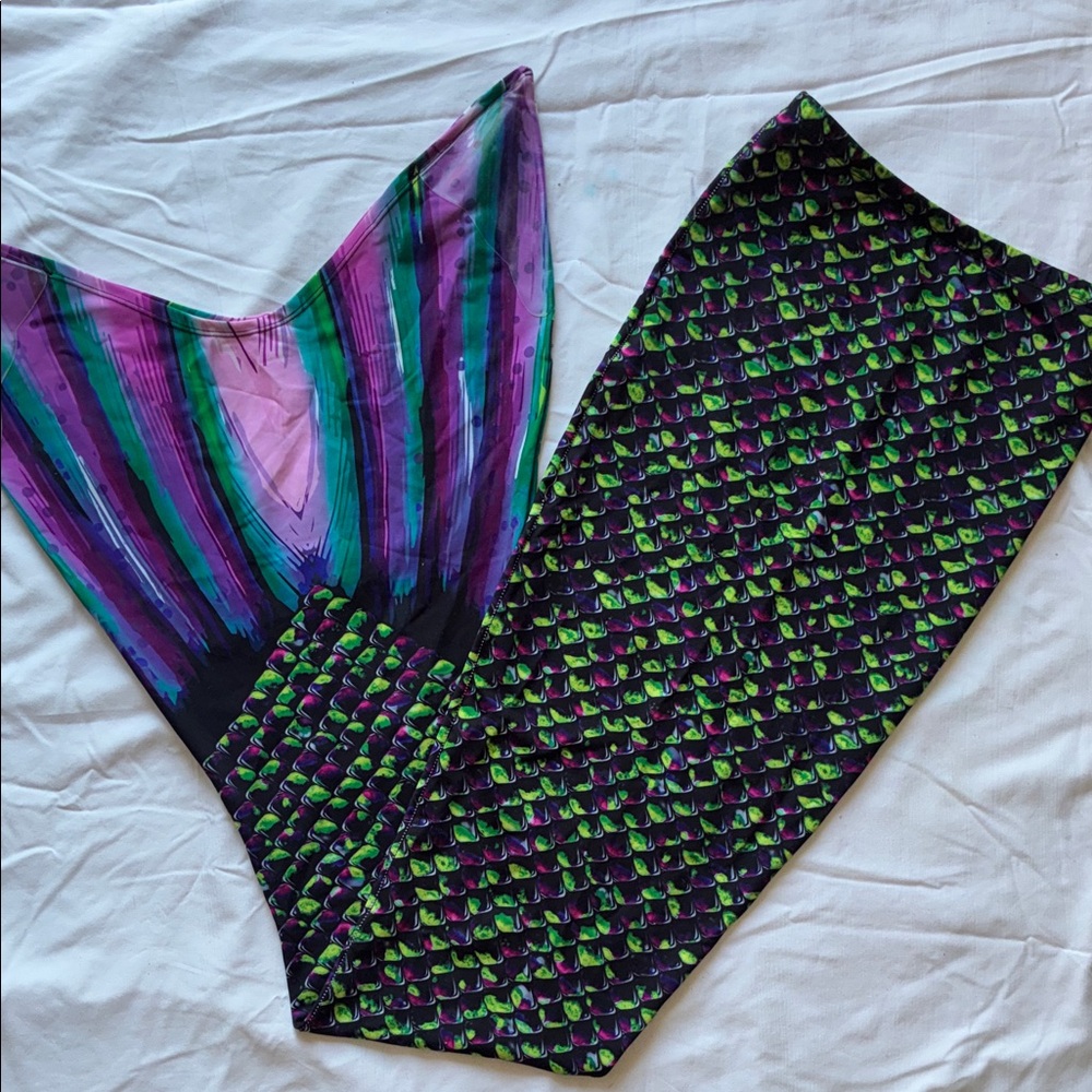 Purple & Green Mermaid Swim Coverup Tail - For Swimming Fits 10-12 yr - Women Sm